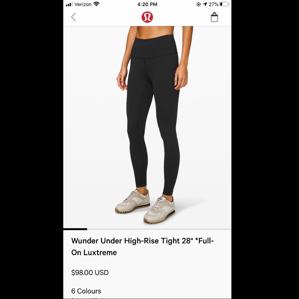 NEW Worn Twice Lulu Lemon Wunder Under 28” Legging